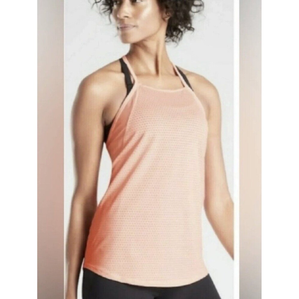 NWT Athleta Chi Dot Mesh Train Tank Light Coral Size L